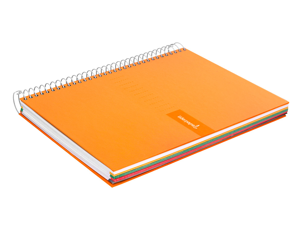 CAHIER SPIRALE LIDERPAPEL CRAFTY COUVERTURE CONTRECOLLE A5 240P 90G/M2 5X5MM MICROPERFOR6 TROUS COLORIS ORANGE