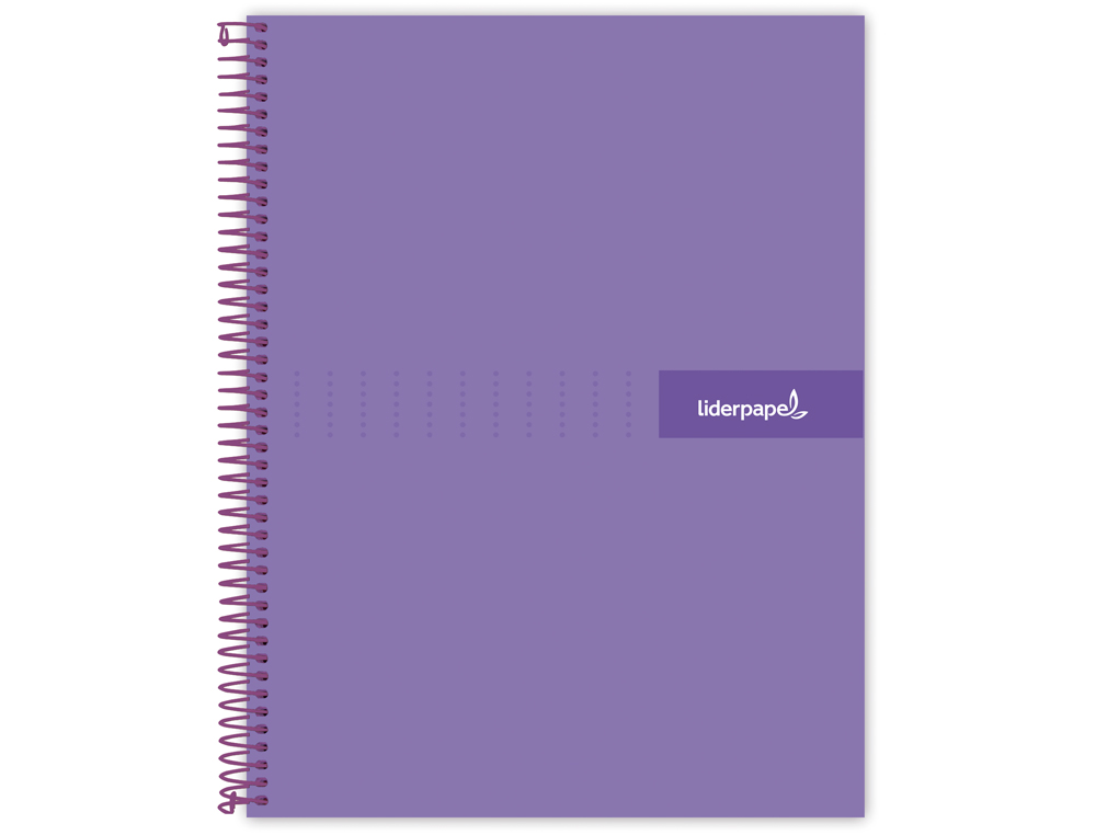 CAHIER SPIRALE LIDERPAPEL CRAFTY COUVERTURE CONTRECOLLÉE A5 240P 90G/M2 5X5MM MICROPERFORÉ 6 TROUS COLORIS VIOLET
