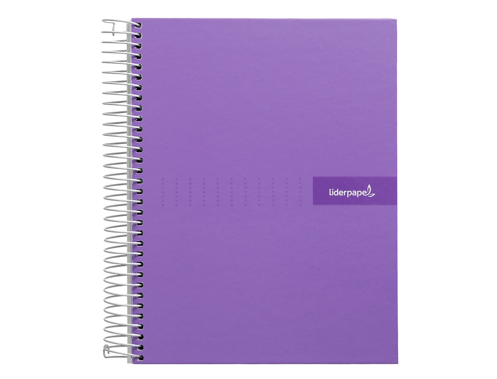 CAHIER SPIRALE LIDERPAPEL CRAFTY COUVERTURE CONTRECOLLÉE A5 240P 90G/M2 5X5MM MICROPERFORÉ 6 TROUS COLORIS VIOLET