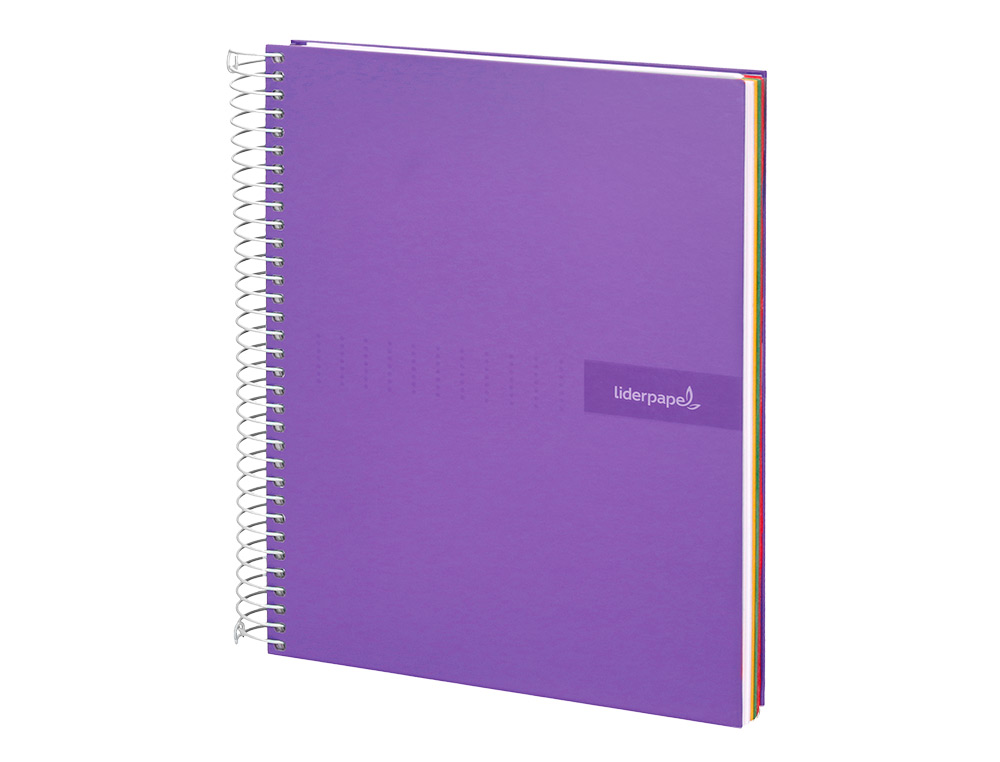 CAHIER SPIRALE LIDERPAPEL CRAFTY COUVERTURE CONTRECOLLÉE A5 240P 90G/M2 5X5MM MICROPERFORÉ 6 TROUS COLORIS VIOLET