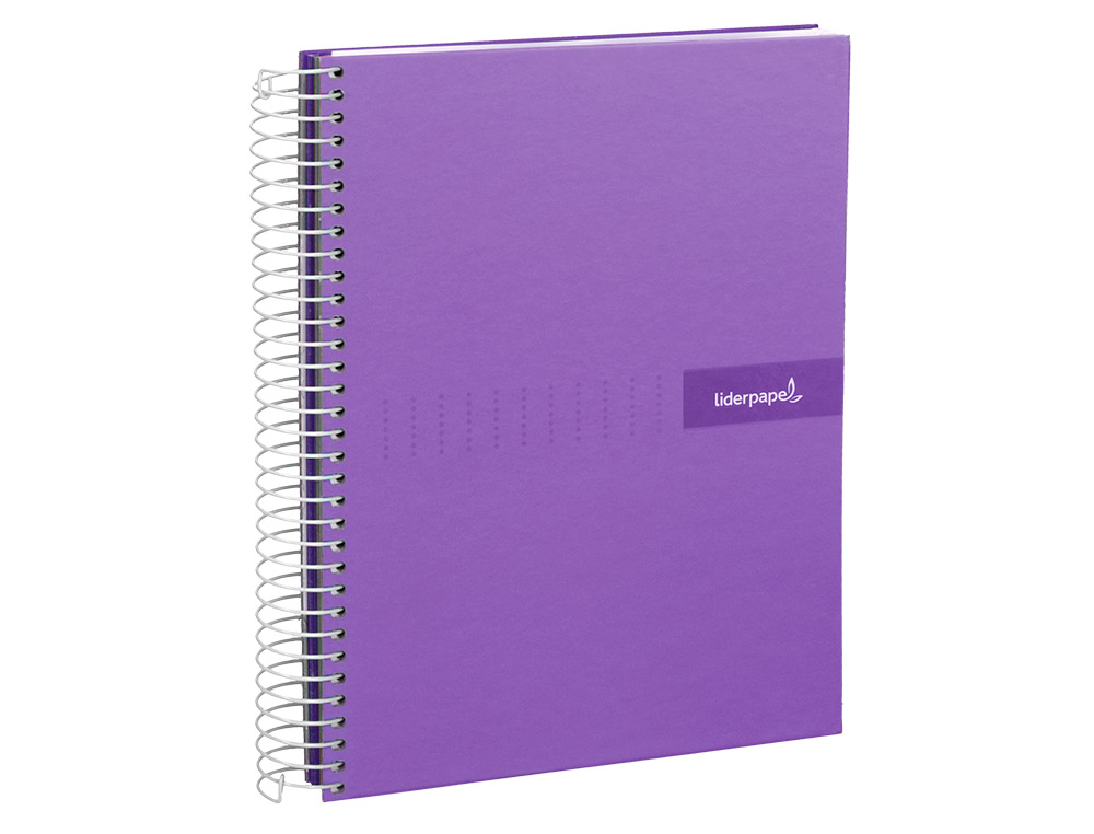 CAHIER SPIRALE LIDERPAPEL CRAFTY COUVERTURE CONTRECOLLÉE A5 240P 90G/M2 5X5MM MICROPERFORÉ 6 TROUS COLORIS VIOLET