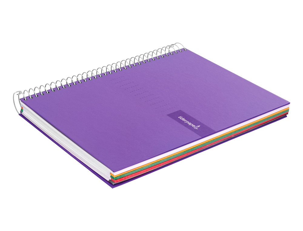 CAHIER SPIRALE LIDERPAPEL CRAFTY COUVERTURE CONTRECOLLÉE A5 240P 90G/M2 5X5MM MICROPERFORÉ 6 TROUS COLORIS VIOLET