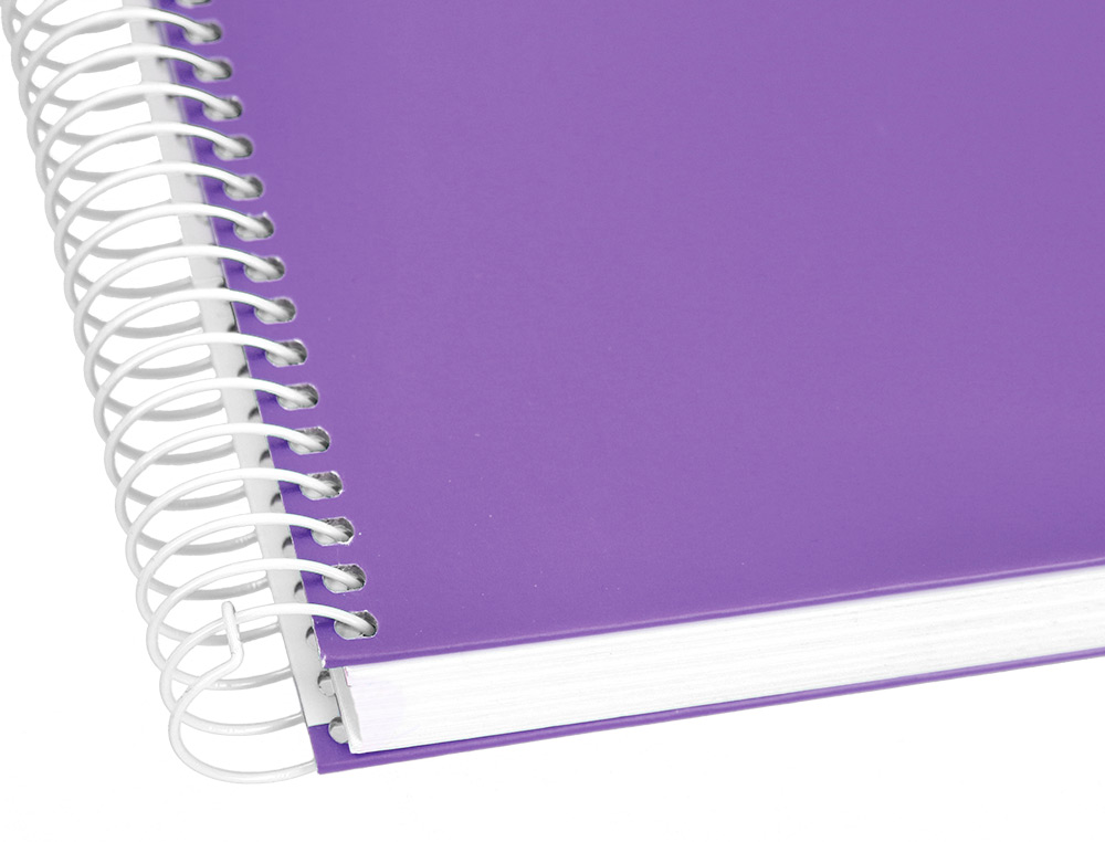 CAHIER SPIRALE LIDERPAPEL CRAFTY COUVERTURE CONTRECOLLÉE A5 240P 90G/M2 5X5MM MICROPERFORÉ 6 TROUS COLORIS VIOLET