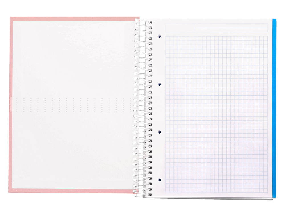 CAHIER SPIRALE LIDERPAPEL CRAFTY COUVERTURE CONTRECOLLE A4 240P 90G/M2 5X5MM MICROPERFOR 4 TROUS COLORIS ROSE