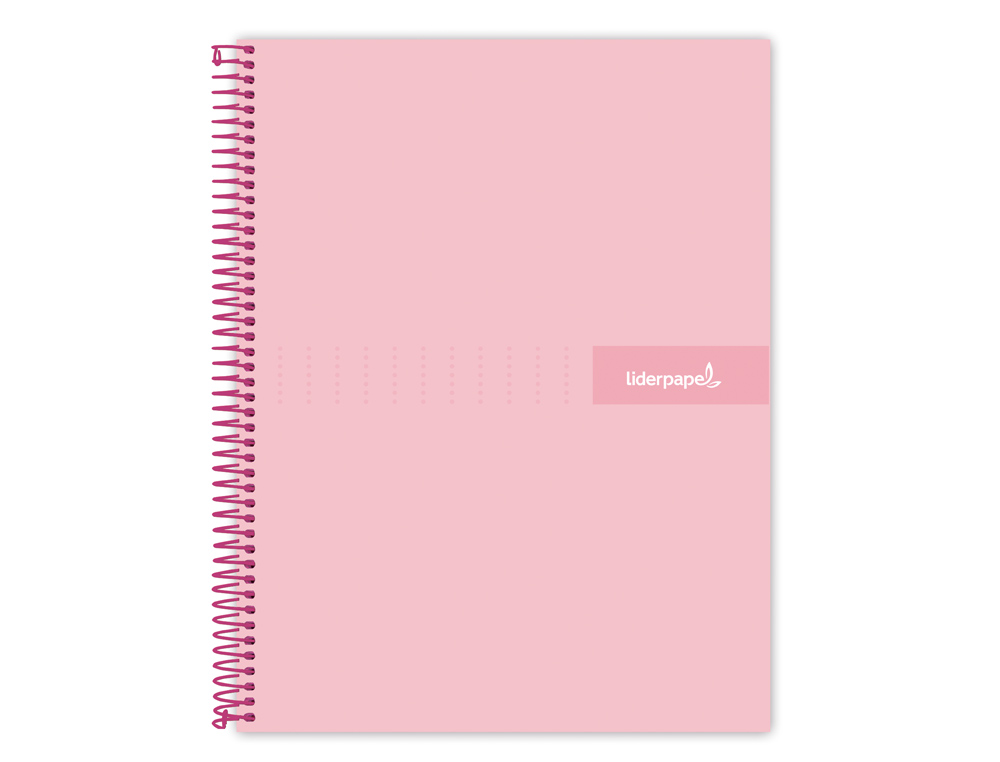 CAHIER SPIRALE LIDERPAPEL CRAFTY COUVERTURE CONTRECOLLE A4 240P 90G/M2 5X5MM MICROPERFOR 4 TROUS COLORIS ROSE