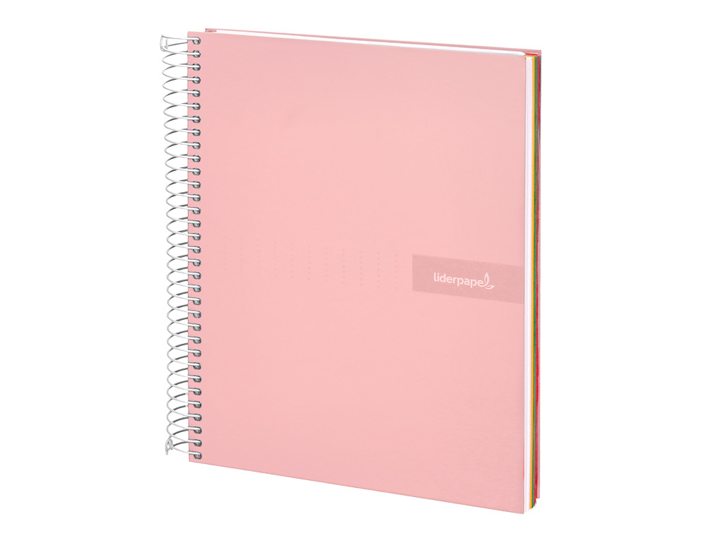 CAHIER SPIRALE LIDERPAPEL CRAFTY COUVERTURE CONTRECOLLE A4 240P 90G/M2 5X5MM MICROPERFOR 4 TROUS COLORIS ROSE