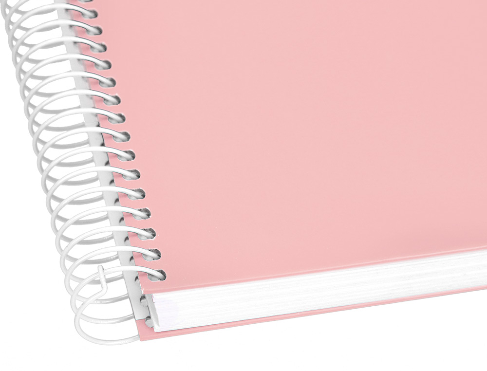 CAHIER SPIRALE LIDERPAPEL CRAFTY COUVERTURE CONTRECOLLE A4 240P 90G/M2 5X5MM MICROPERFOR 4 TROUS COLORIS ROSE