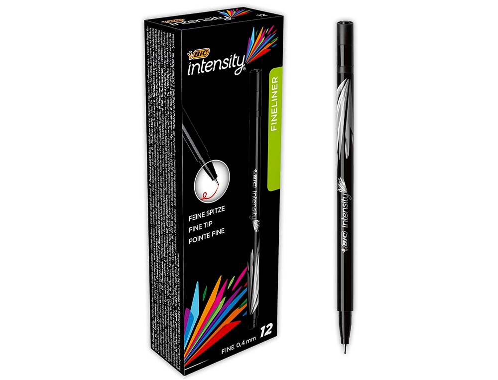 STYLO-FEUTRE BIC POINTE FINE INTENSITY POINTE AIGUILLE BAGUE MTAL 0.4MM ENCRE FLUIDE INTENSE SANS BAVURES COLORIS NOIR