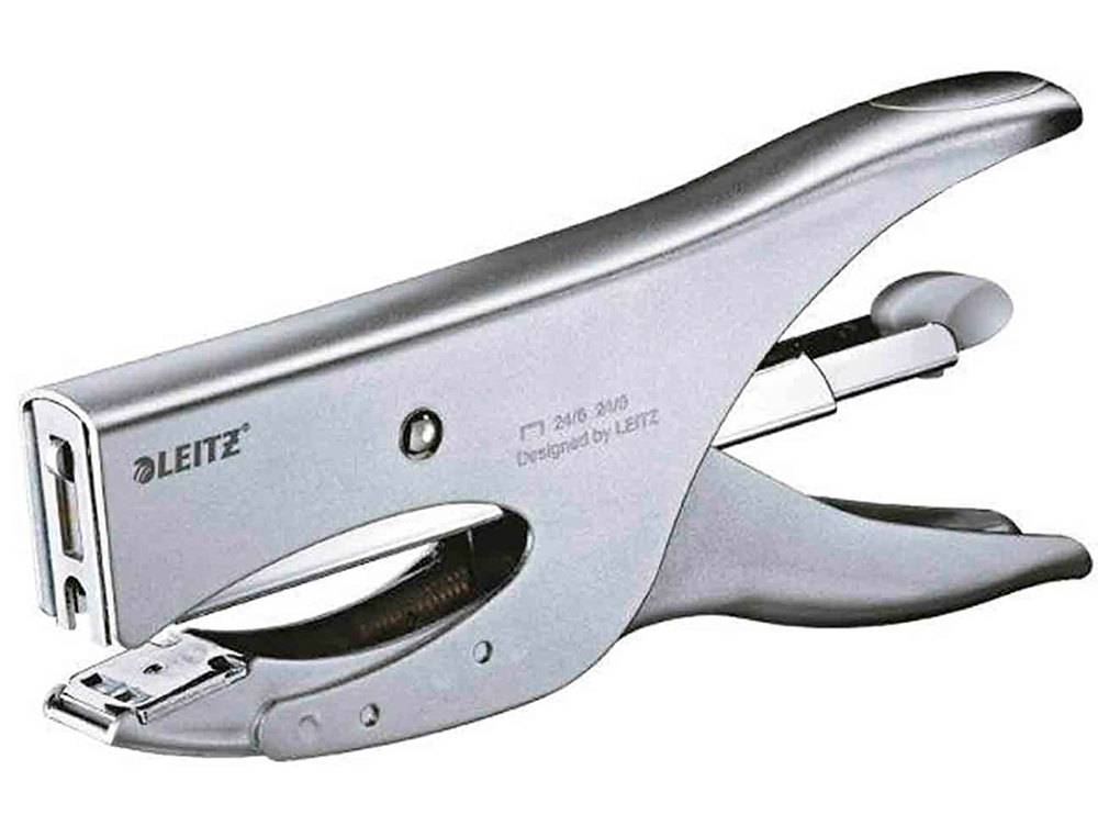 PINCE  AGRAFER LEITZ 5549 MTAL ERGONOMIQUE 60X28X190MM 40F AGRAFES 24/8 COLORIS ARGENT