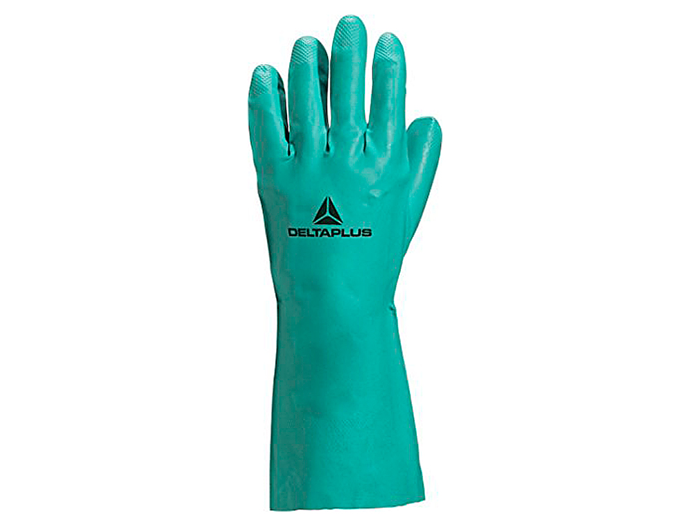 GANT NITRILE DELTAPLUS FLOQU COTON LONGUEUR 33CM PAISSEUR 0.40MM COLORIS VERT TAILLE 9/10 PAIRE
