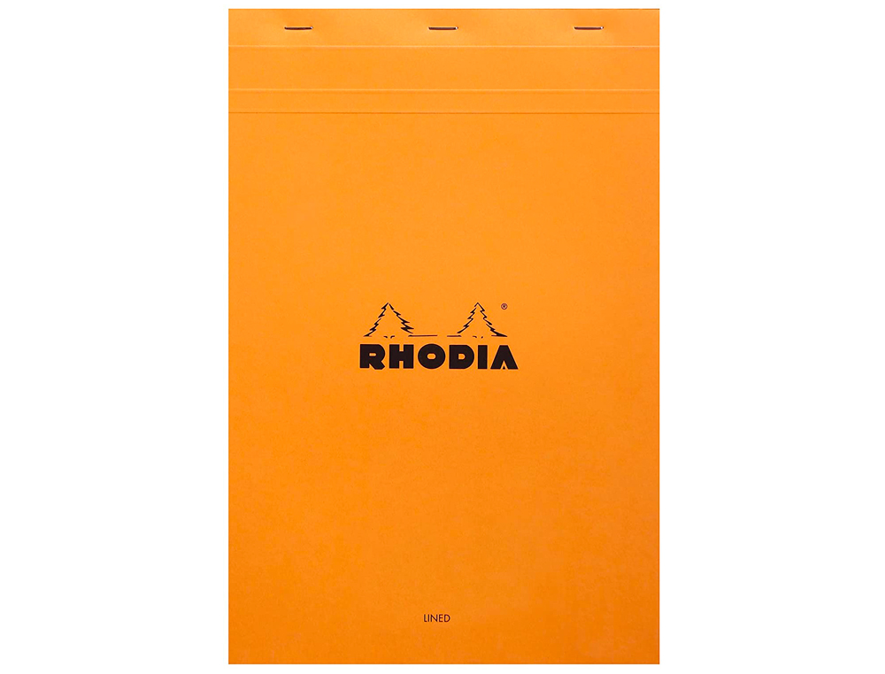 BLOC BUREAU RHODIA A4+ PAPIER VÉLIN SURFIN COUVERTURE ENDUITE ENVELOPPANTE 210X320MM 80F DÉTACHABLES 80G LIGNÉ ORANGE