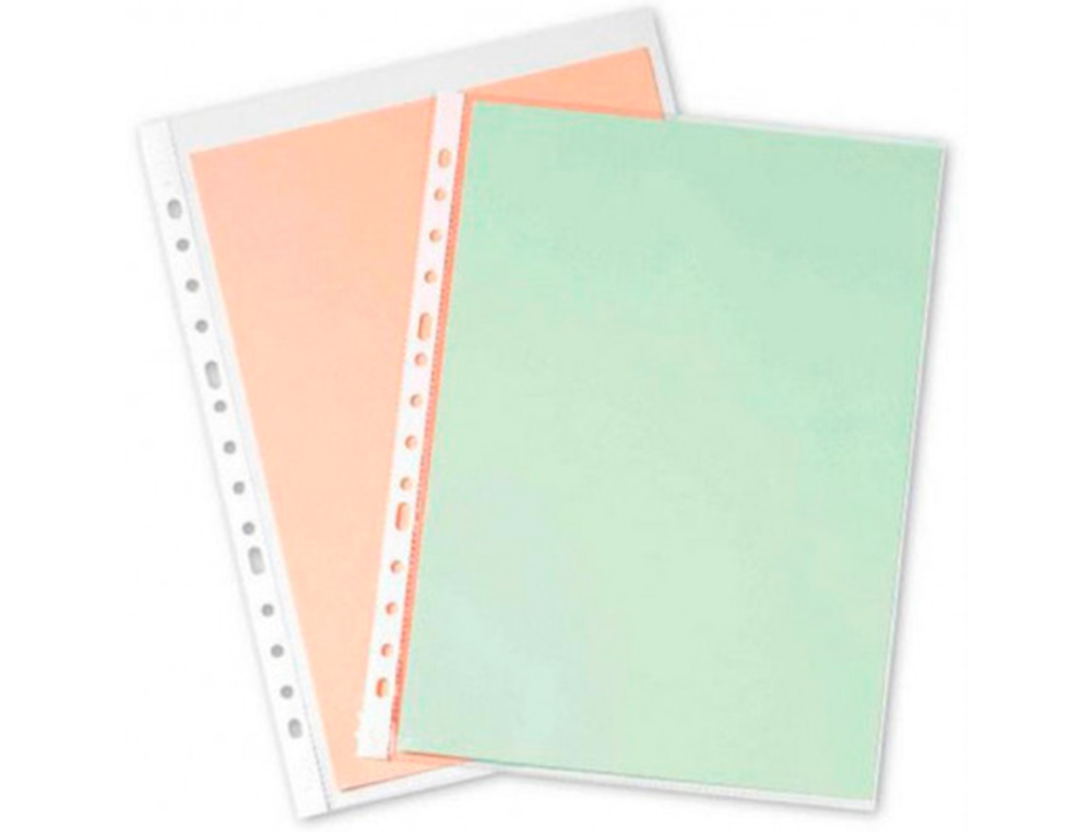 POCHETTE Q-CONNECT POLYPROPYLÈNE LISSE 5/100E PERFORÉE CRISTAL ANTISTATIQUE A4 210X297MM BOÎTE 100 UNITÉS