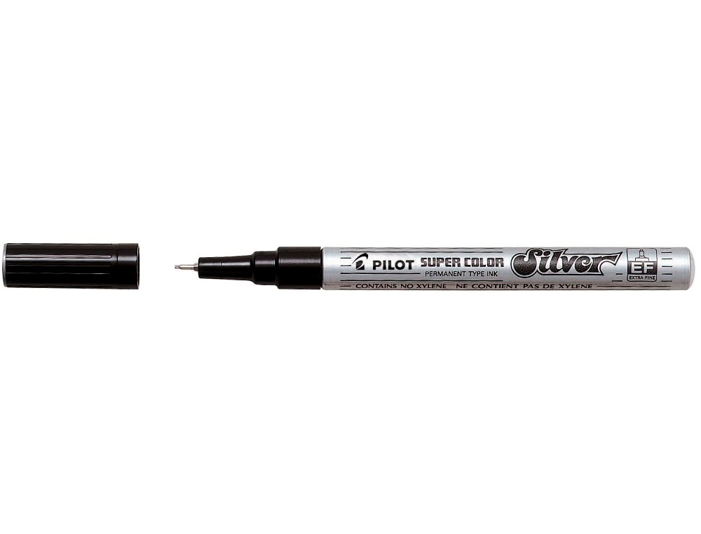 MARQUEUR PILOT FEUTRE PERMANENT ENCRE MÉTALLIQUE POINTE NON BISEAUTÉE EXTRA FINE POLYACÉTATE 0.5MM ARGENT