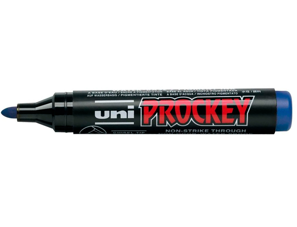MARQUEUR UNIBALL UNI PROCKEY PERMANENT POINTE OGIVE TRACÉ 1.8MM ENCRE SANS ALCOOL CORPS PLASTIQUE COLORIS BLEU