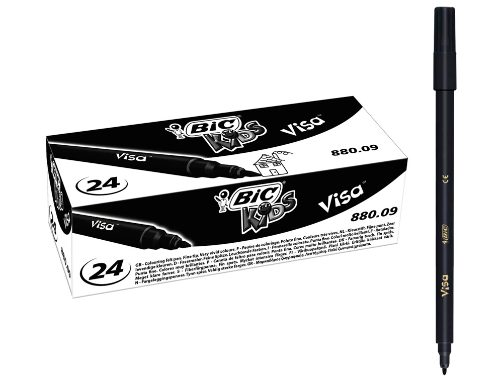 FEUTRE BIC KIDS VISA COLORIAGE ENCRE LAVABLE CAPUCHON VENTIL POINTE BLOQUE ULTRA-RSISTANTE COULEUR NOIR