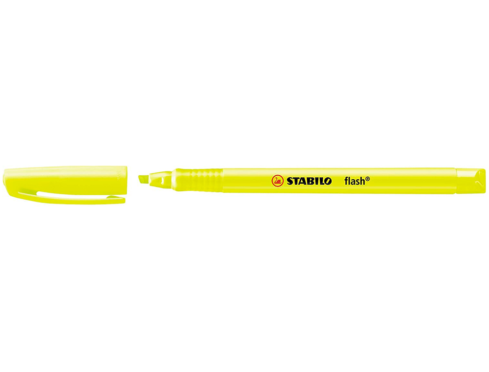 SURLIGNEUR STABILO FLASH TRACÉ 1/3.5MM POINTE BISEAUTÉE AGRAFE FORMAT STYLO COULEUR JAUNE