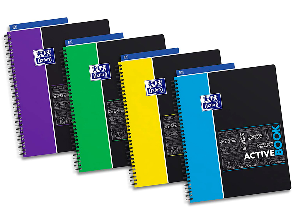 CAHIER OXFORD ACTIVEBOOK RELIURE INTGRALE A4+ 24X32CM 160 PAGES 90G PERFOR QUADRILLAGE 5MM MARQUE-PAGE AMOVIBLE