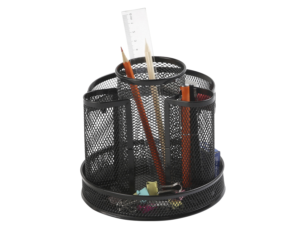 ORGANISEUR BUREAU Q-CONNECT ROTATIF MAILLE MÉTALLIQUE 8 COMPARTIMENTS DIAM. 165X160MM COLORIS NOIR