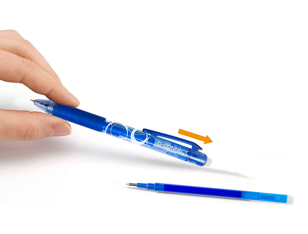 RECHARGE ROLLER Q-CONNECT ENCRE EFFACABLE COULEUR BLEU  SET DE 3U
