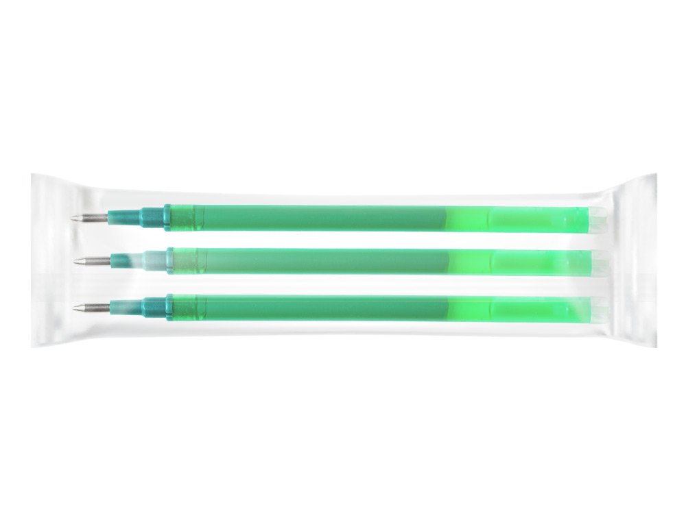 RECHARGE ROLLER Q-CONNECT ENCRE EFFACABLE COULEUR VERT  SET DE 3U