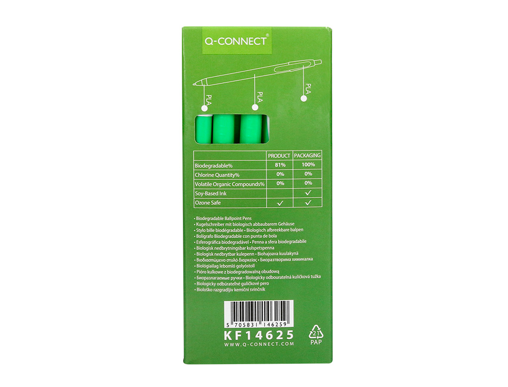 STYLO-BILLE Q-CONNECT BIODEGRADABLE VERT CRITURE   MOYENE 0.5MM ENCRE CLASSIQUE  RTRACTABLE COULEUR BLEU