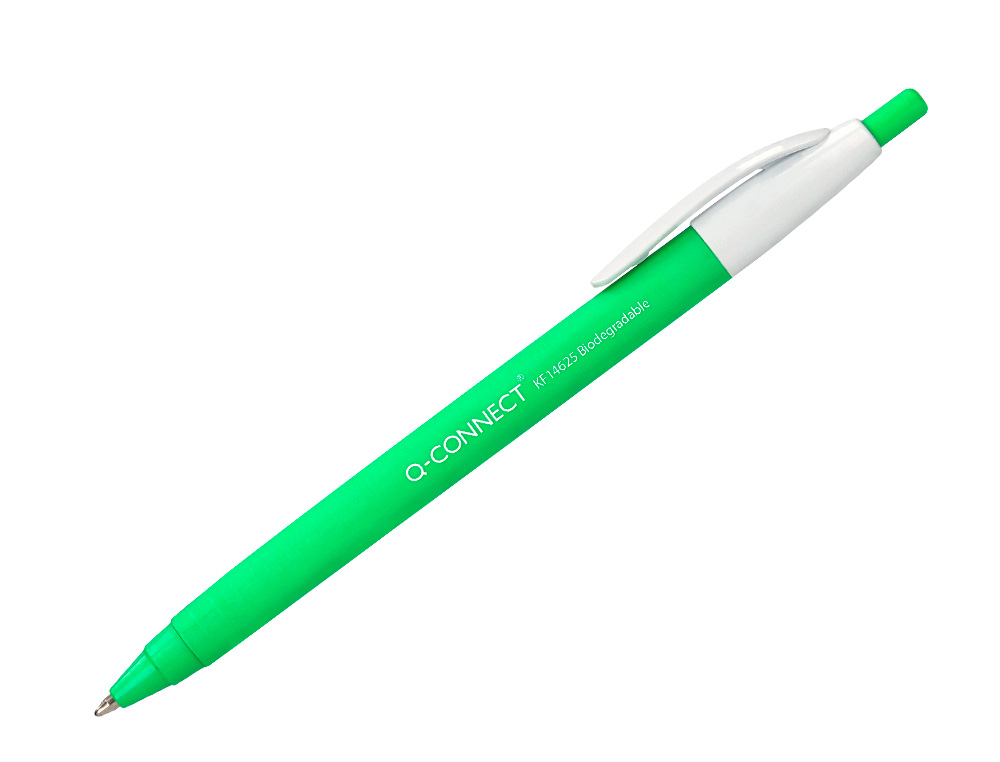 STYLO-BILLE Q-CONNECT BIODEGRADABLE VERT CRITURE   MOYENE 0.5MM ENCRE CLASSIQUE  RTRACTABLE COULEUR BLEU