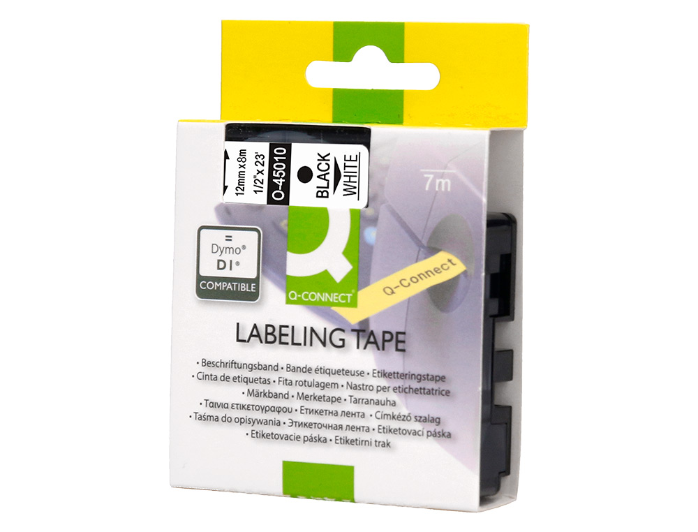 RUBAN TITREUSE Q-CONNECT MK-221 BLANC-NOIR 9MM X 8 MT  COMPATIBLE BROTHER
