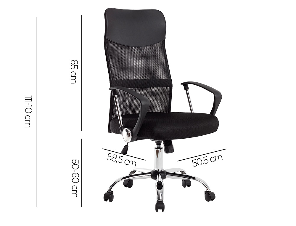 CHAISE DIRECTION Q-CONNECT IMITATION CUIR ET MAILLE BASE METAL MAXIMUM SUPPORTE 130KG  1110+100X640X610MM NOIR