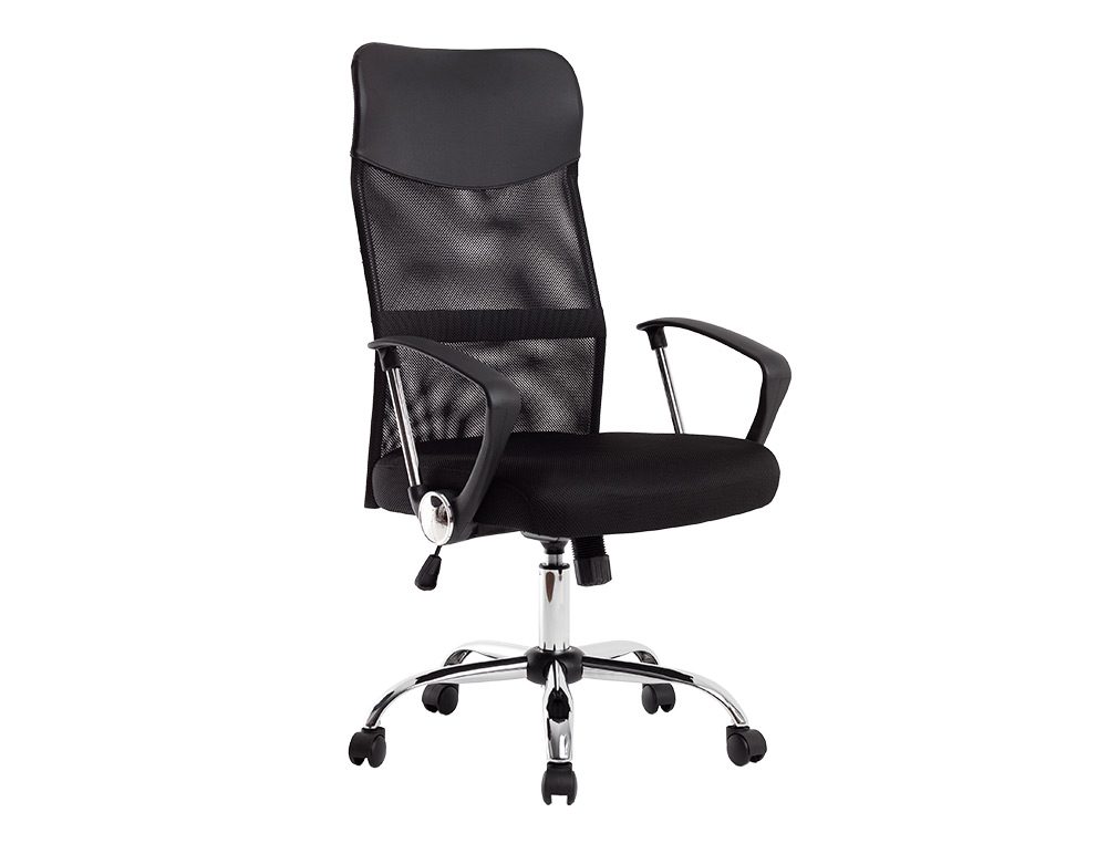 CHAISE DIRECTION Q-CONNECT IMITATION CUIR ET MAILLE BASE METAL MAXIMUM SUPPORTE 130KG  1110+100X640X610MM NOIR