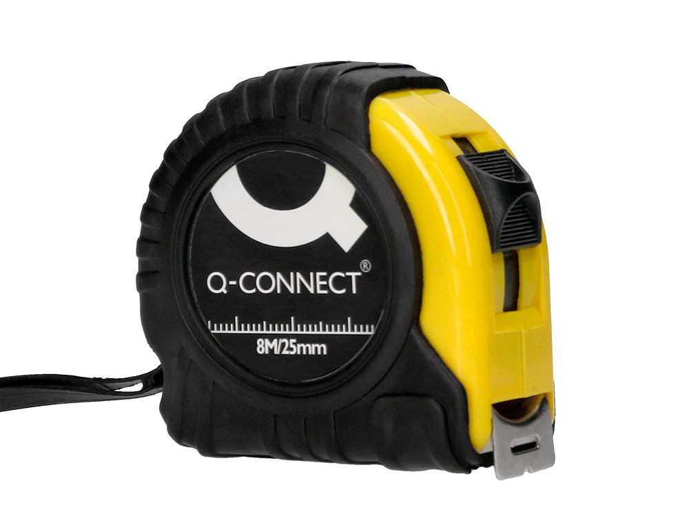 METRE ENROULEUR Q-CONNECT CAOUTCHOUC FREIN MATERIEL ANTICHOC LARGEUR 25MM LONGUEUR 8M