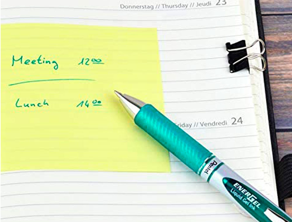 ROLLER PENTEL ENERGEL RETRACTABLE RECHARGEABLE      POINTE METAL FINE 0,7MM CLIP  METAL COLORIS TURQUOISE