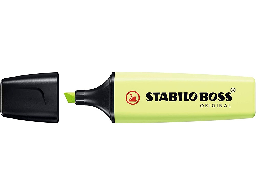 SURLIGNEUR STABILO BOSS ORIGINAL PASTEL ENCRE BASE    EAU POINTE BISEAUTEE LARGEUR  TRACE 2/5MM COLORIS ZESTE DE