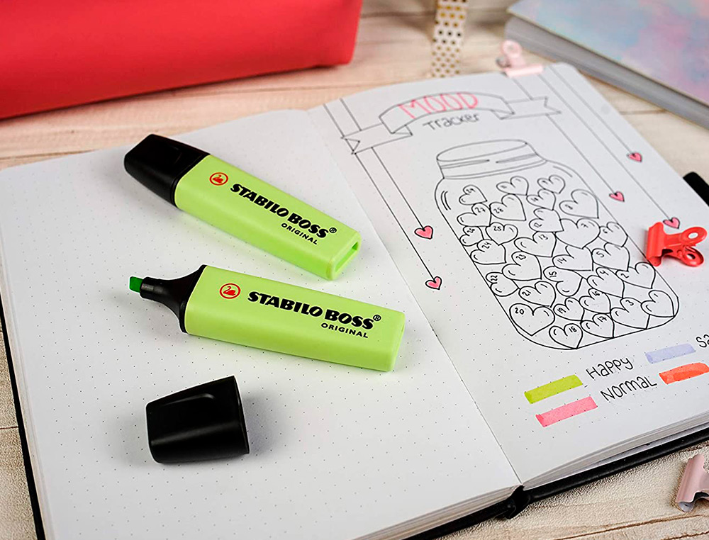 SURLIGNEUR STABILO BOSS ORIGINAL PASTEL ENCRE BASE    EAU POINTE BISEAUTEE LARGEUR  TRACE 2/5MM COLORIS ZESTE DE
