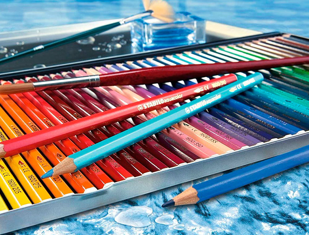 CRAYON DE COULEUR STABILO AQUACOLOR ARTY AQUARELLABLE   MINE SOLIDE 2,8MM ETUI CARTON 24 UNITES