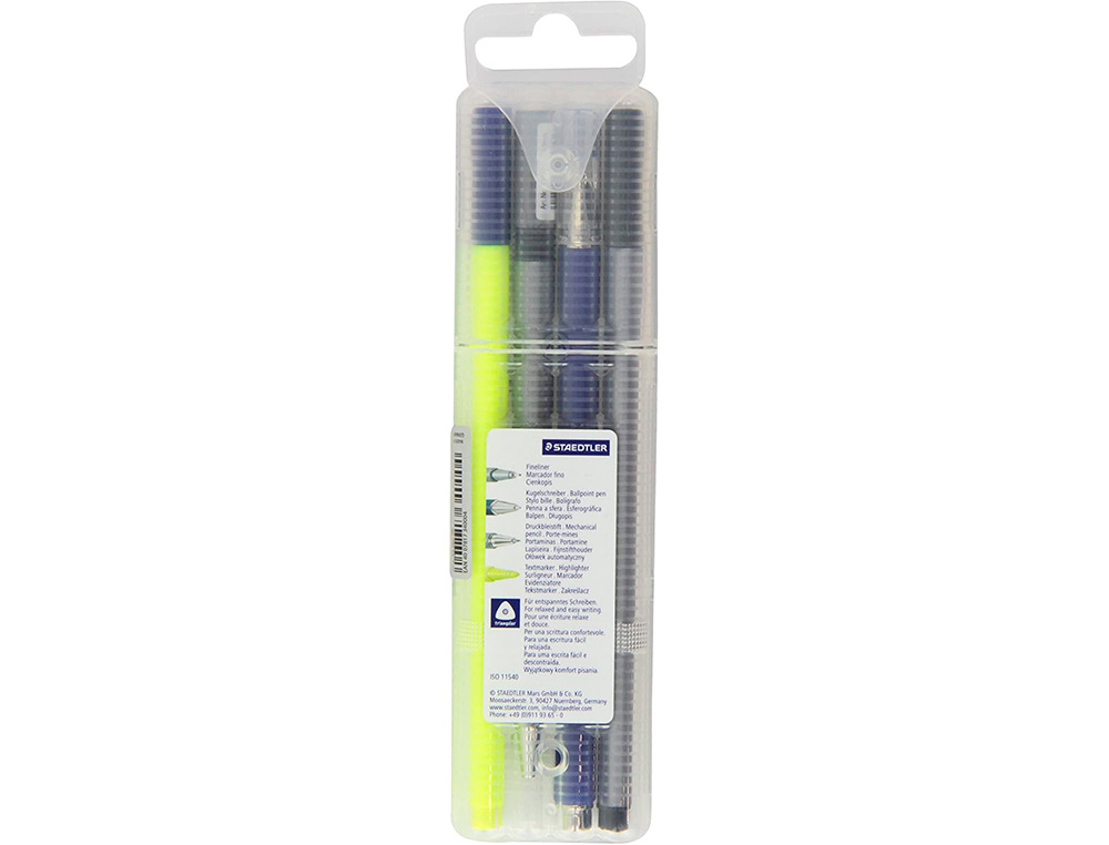 ETUI STAEDTLER TRIPLUS MULTI SET 4 UNITES 1 FEUTRE FINELINER NOIR 1 STYLO-BILLE BLEU 1 PORTE-MINE 1