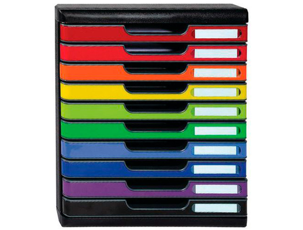 MODULE CLASSEMENT EXACOMPTA MODULO IDERAMA 10 TIROIRS A4+ 350X288X320MM COLORIS NOIR/ARLEQUIN GLOSSY