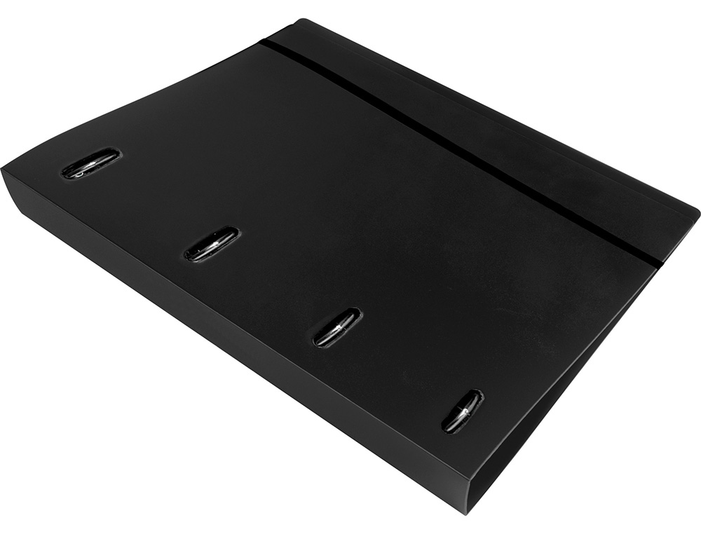 CLASSEUR LIDERPAPEL 4 ANNEAUX EN D 25MM A4 POLYPROPYLENE FEUILLETS MOBILES 100F 5X5MM COLORIS NOIR OPAQUE