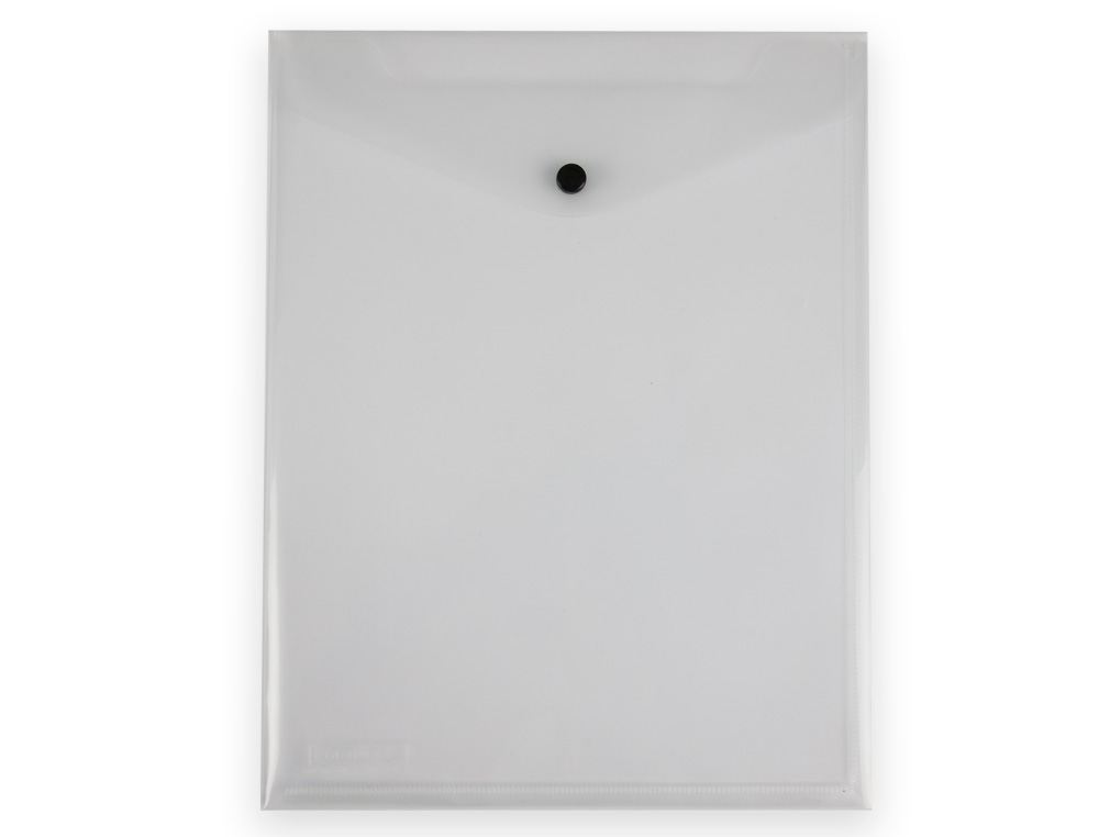 POCHETTE ENVELOPPE LIDERPAPEL POLYPROPYLENE 180 MICRONS A4 297X210MM AVEC SOUFFLET 300F FERMETURE BOUTON TRANSPARENT