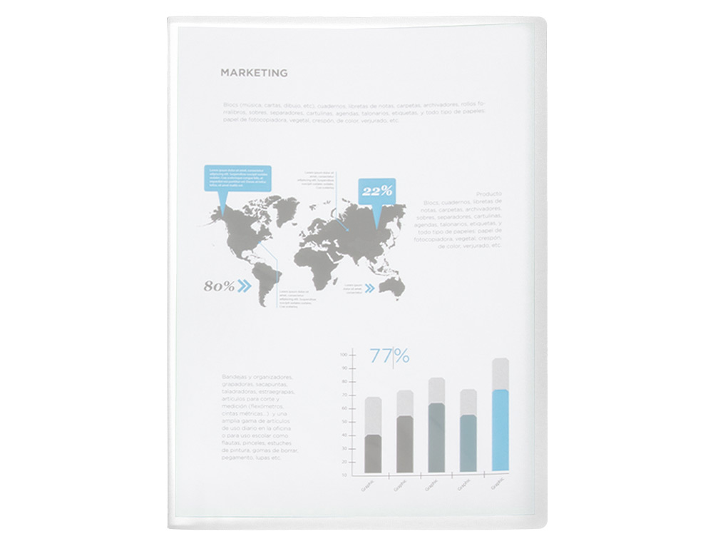 PROTEGE-DOCUMENTS LIDERPAPEL POLYPROPYLENE COUVERTURE FLEXIBLE 80 POCHETTES FIXES A4 220X297MM TRANSPARENT