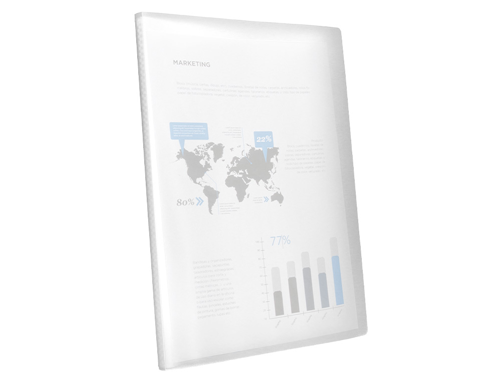 PROTEGE-DOCUMENTS LIDERPAPEL POLYPROPYLENE COUVERTURE FLEXIBLE 80 POCHETTES FIXES A4 220X297MM TRANSPARENT