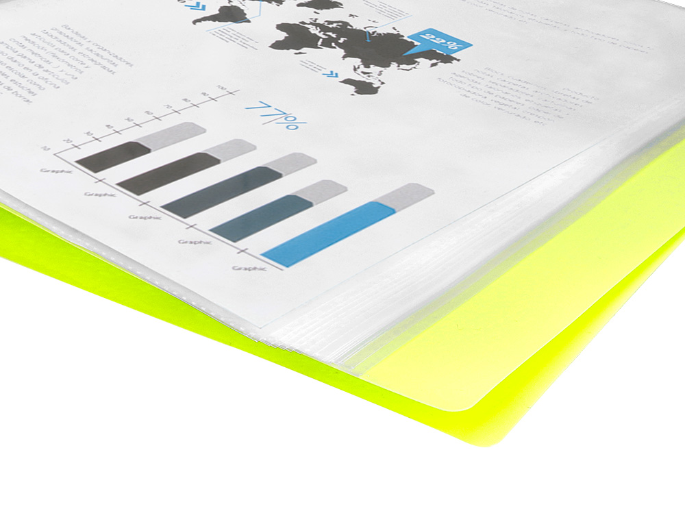 PROTEGE-DOCUMENTS LIDERPAPEL POLYPROPYLENE COUVERTURE FLEXIBLE 80 POCHETTES FIXES A4 220X297MM JAUNE FLUO