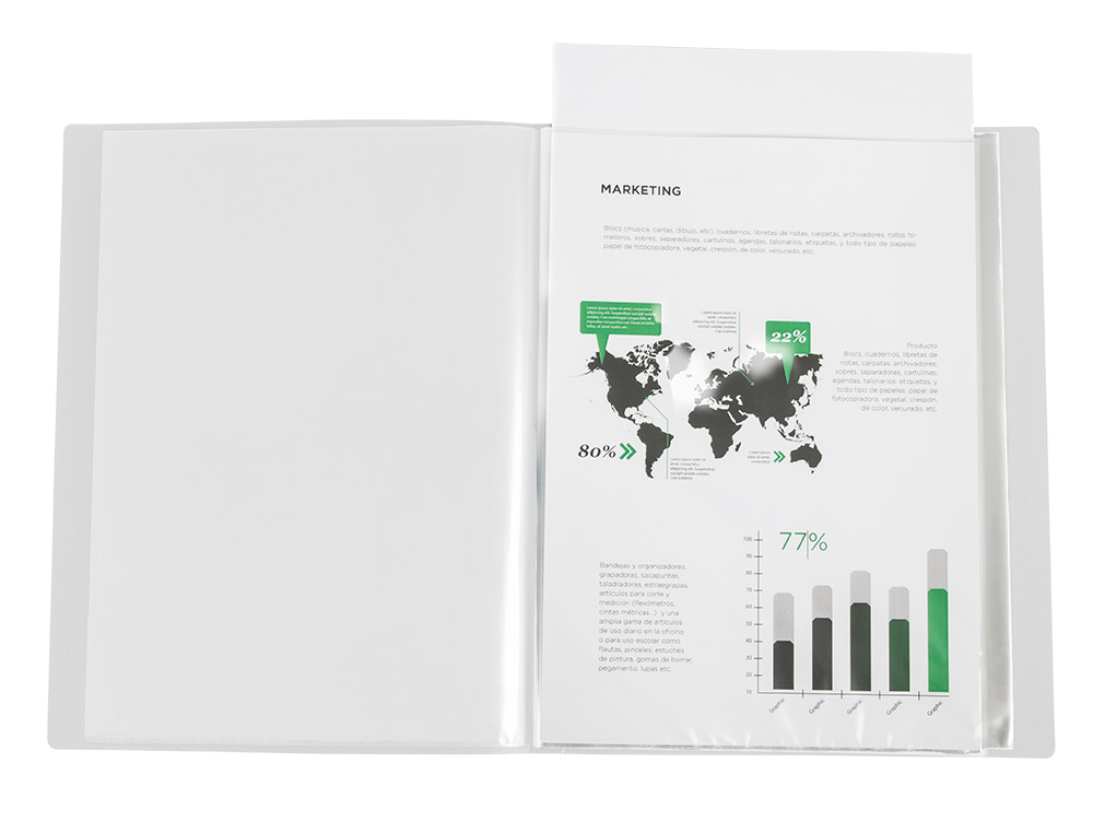 PROTEGE-DOCUMENTS LIDERPAPEL PERSONNALISABLE KANGOUROU POLYPROPYLENE 80 POCHETTES FIXES A4 COLORIS TRANSPARENT