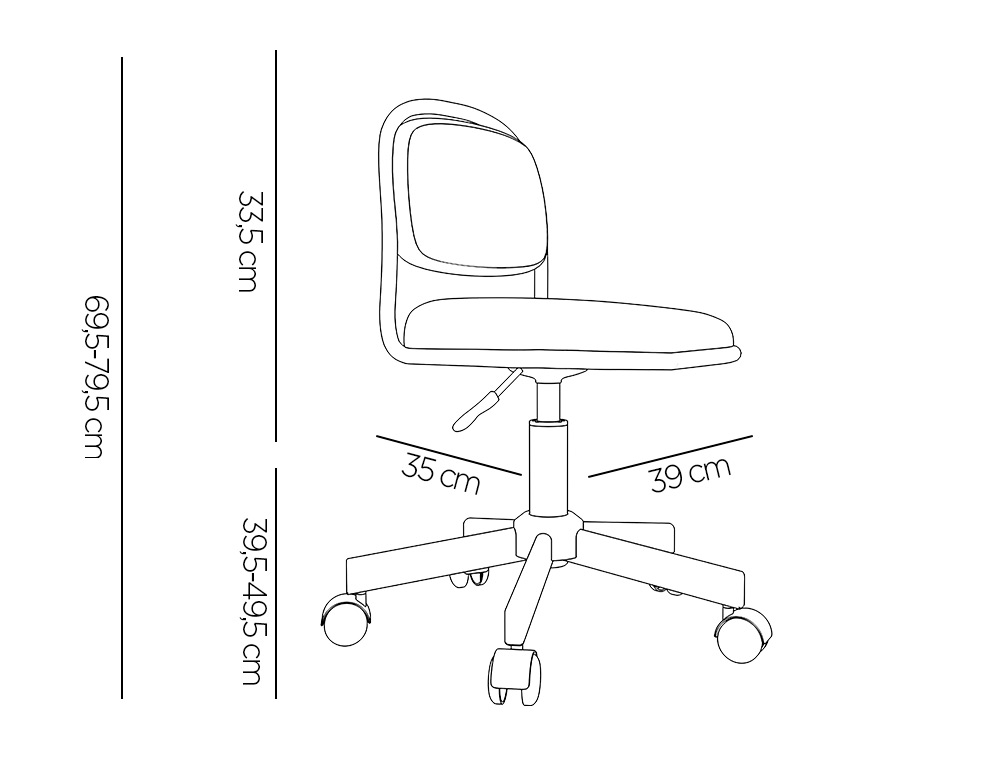 SIEGE ENFANT Q-CONNECT BARI RECOUVERT TISSU BASE METAL    SANS ACCOUDOIRS HAUTEUR 795MM LARGEUR 390MM PROF 350MM ROSE