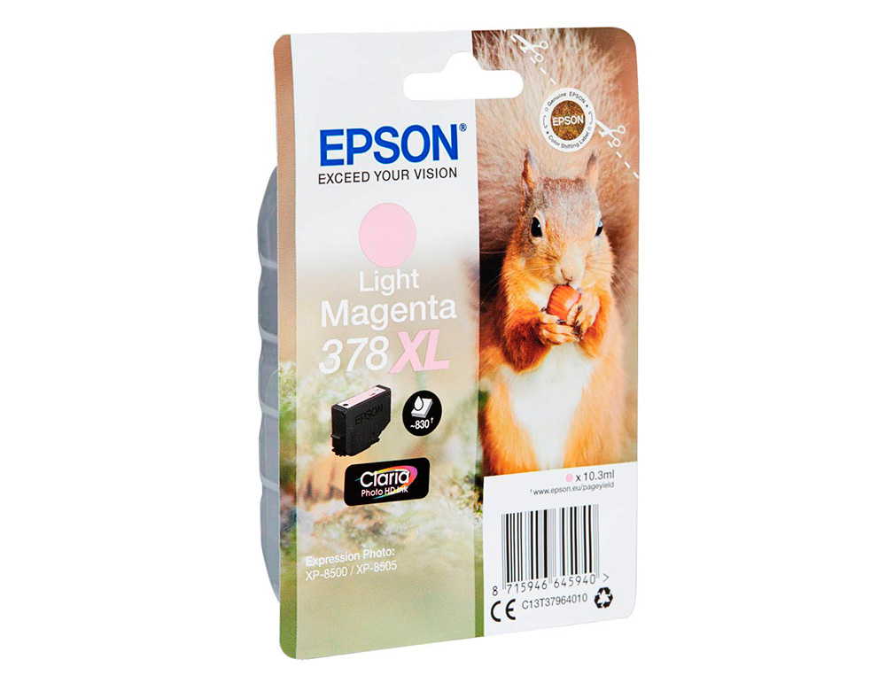 CARTOUCHE ENCRE EPSON 378XL XP-8605 / 8606 / XP-15000 / XP-8500 / 8505 COULEUR MAGENTA CLAIR 830 PAGES