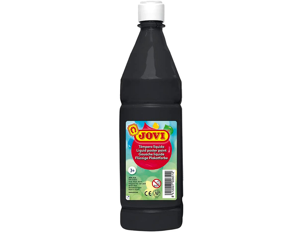 GOUACHE LIQUIDE JOVI BASIC TOUT SUPPORT PAPIER CARTON BOIS TISSU PATE A MODELER 1L COLORIS NOIR