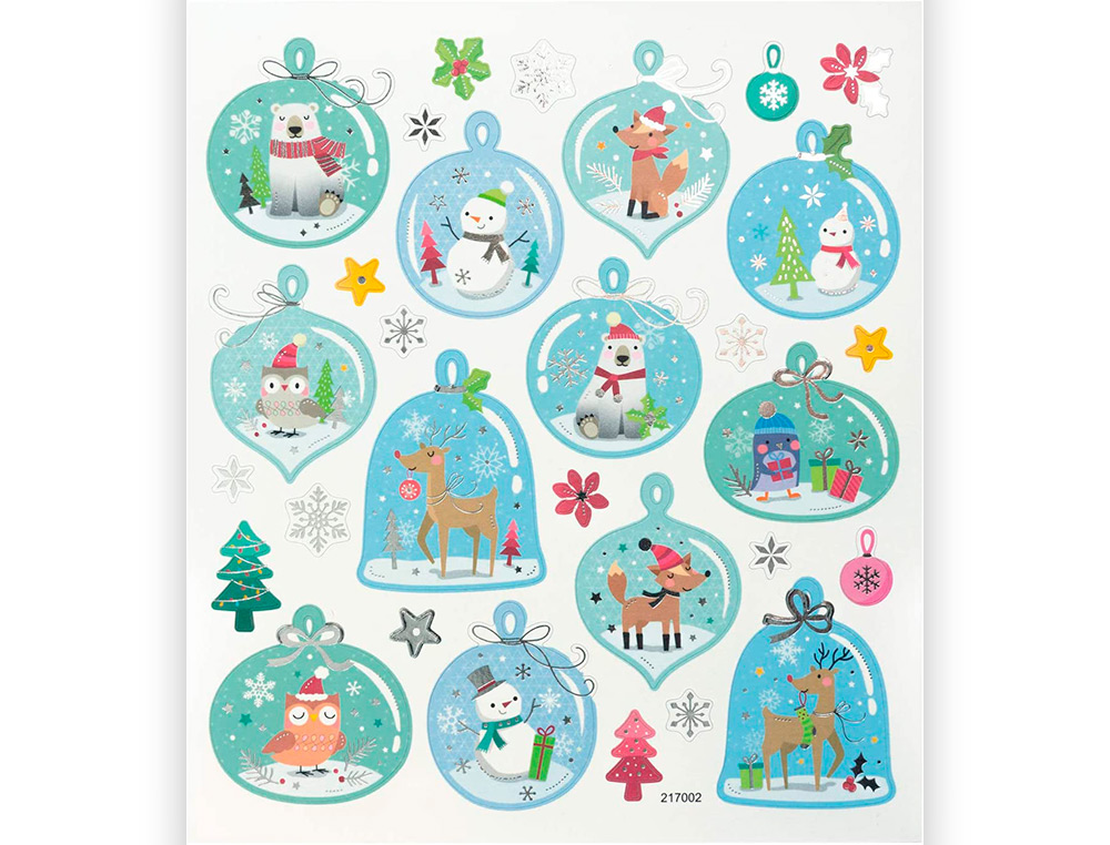 STICKER CHARMING FOLIA CHRISTMAS I 15X17CM 2 FEUILLES ASSORTIES 72 PIECES