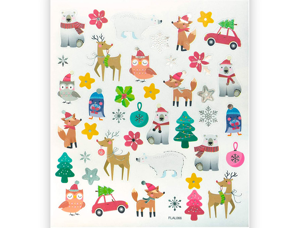 STICKER CHARMING FOLIA CHRISTMAS I 15X17CM 2 FEUILLES ASSORTIES 72 PIECES