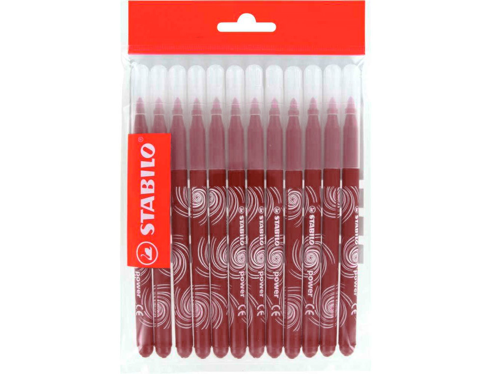 RECHARGE SCHOOLPACK FEUTRE DE COLORIAGE STABILO TRIO A-Z ENCRE LAVABLE POINTE MOYENNE 12 UNITES MARRON