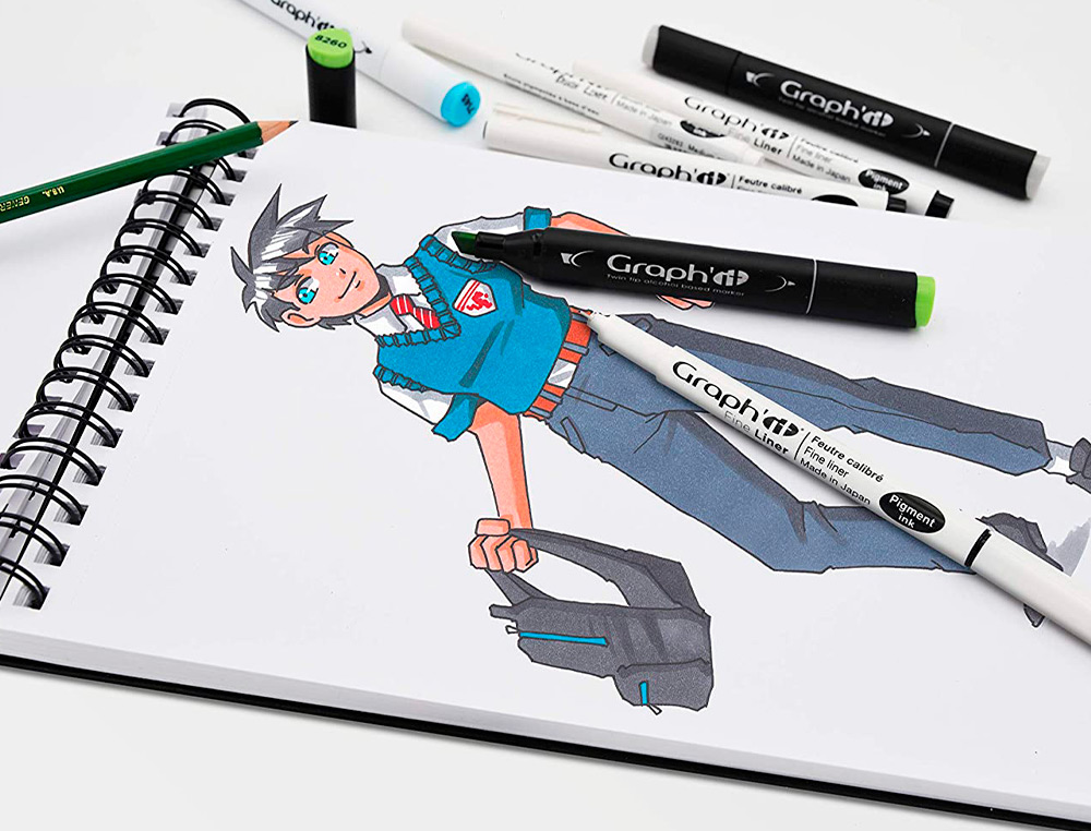 TRACE-MANGA GO MANGA 2 POCHOIRS SILHOUETTE A TRACER  TENUE VESTIMENTAIRE ET        ACCESSOIRES MODELE GARCON