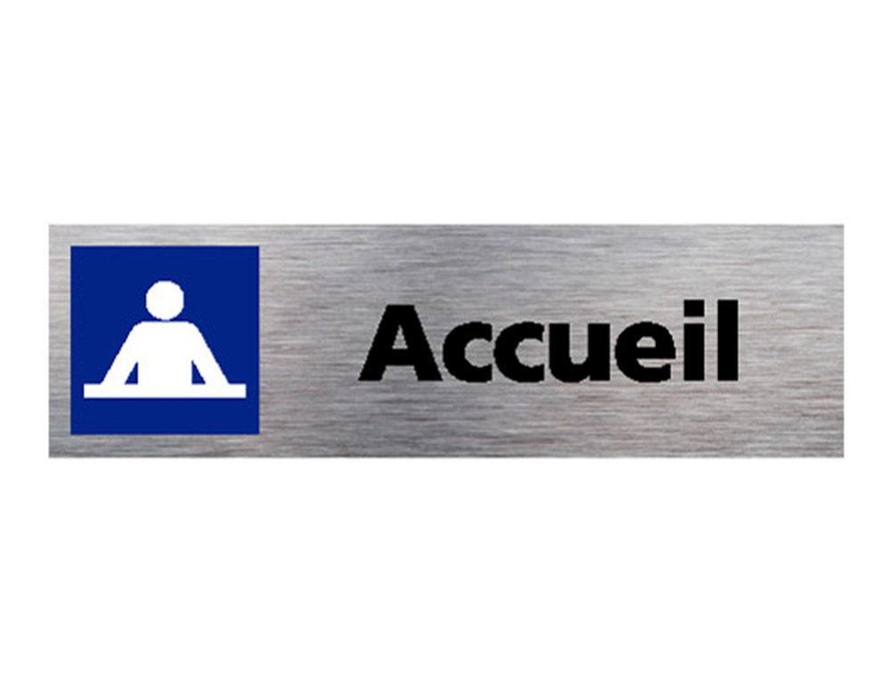PLAQUE DE PORTE ACCUEIL SIGNALETIQUE BIZ AVEC         PICTOGRAMME EN ALUMINIUM      BROSSE 3MM DOUBLE FACE